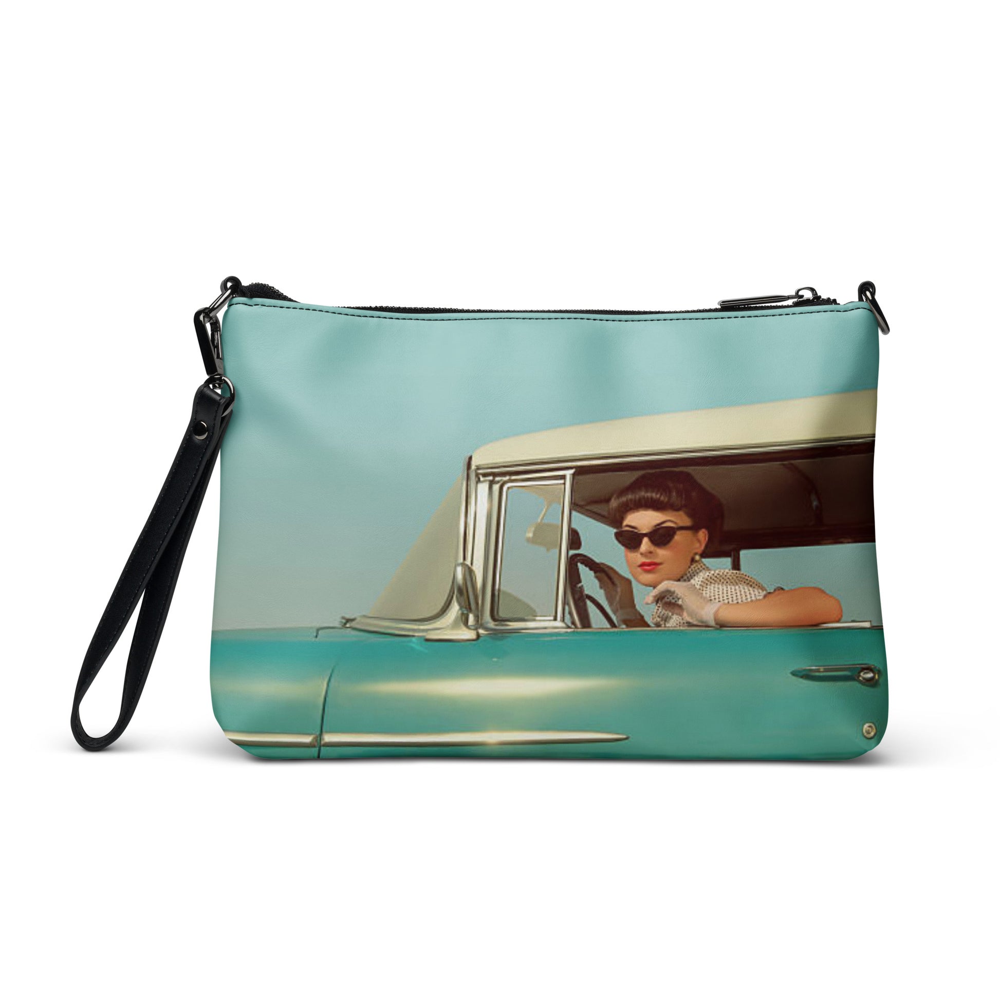 Crossbody Bag Vintage Blue Retro Car Pin-up twistedcaster