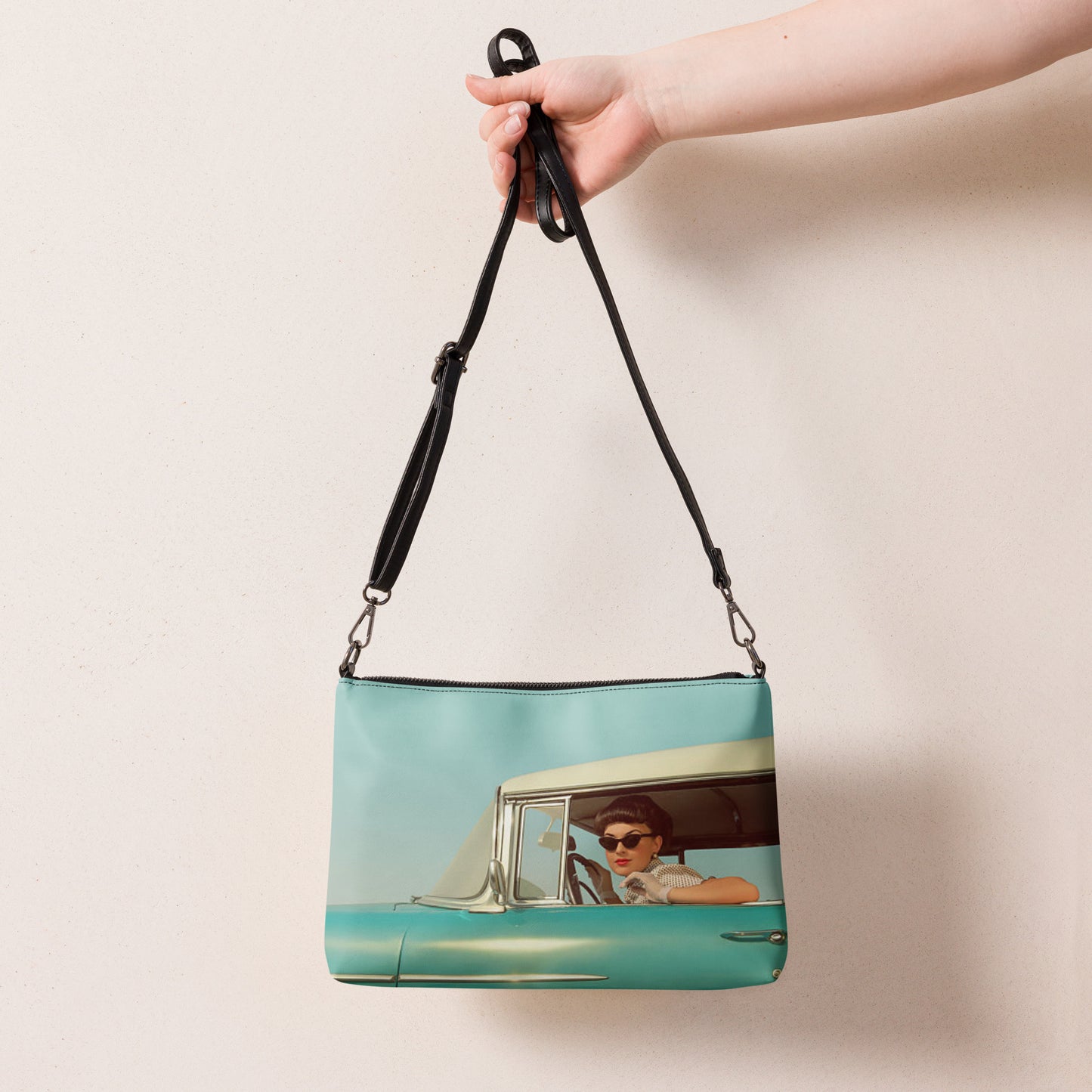 Crossbody Bag Vintage Blue Retro Car Pin-up twistedcaster