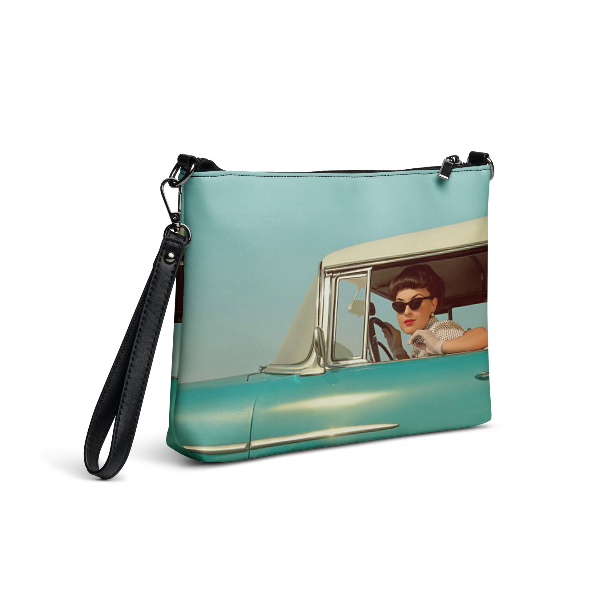 Crossbody Bag Vintage Blue Retro Car Pin-up twistedcaster