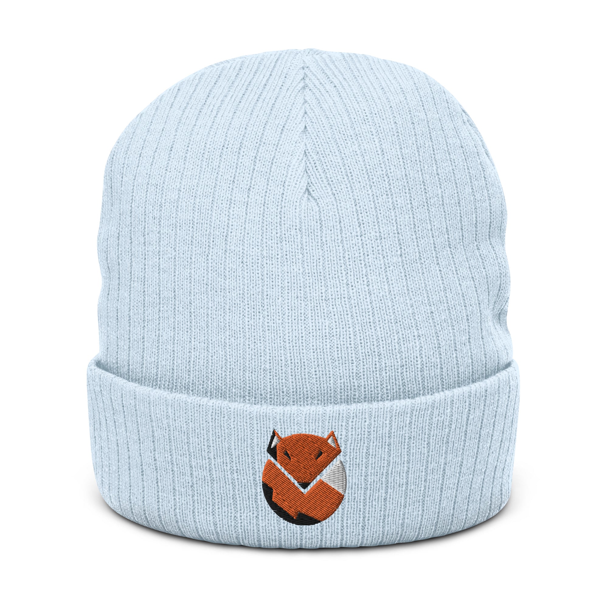 Fox Ribbed Knit Beanie | Embroidered Double-Layer Cuff | Color Choices Available twistedcaster