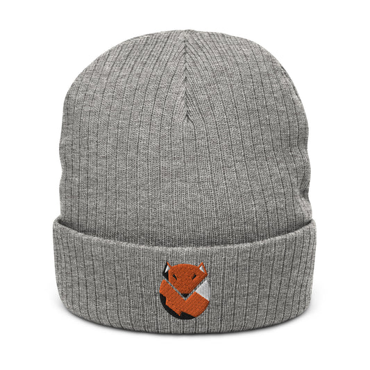 Fox Ribbed Knit Beanie | Embroidered Double-Layer Cuff | Color Choices Available twistedcaster