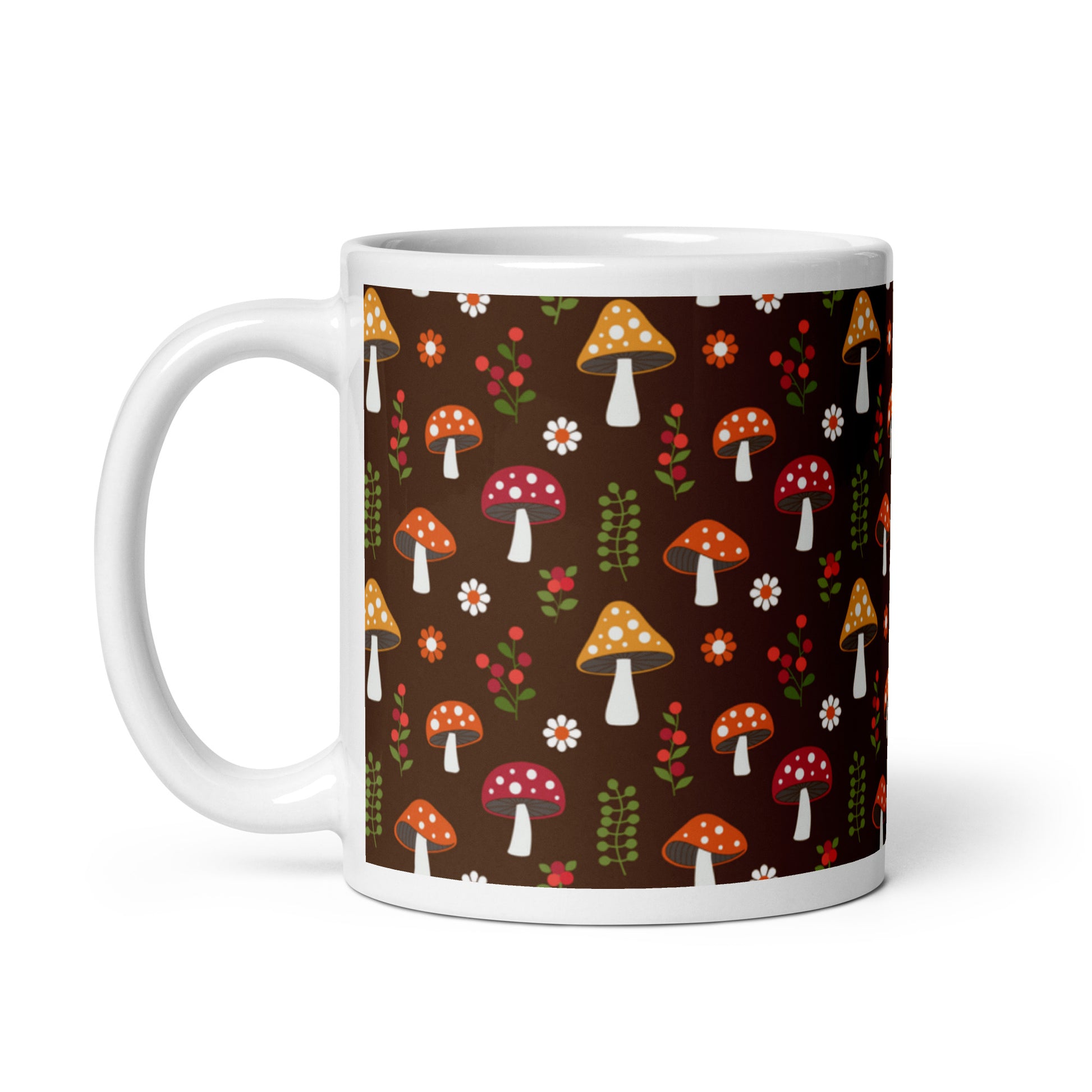 White Mug Cute Cottage Mushrooms twistedcaster