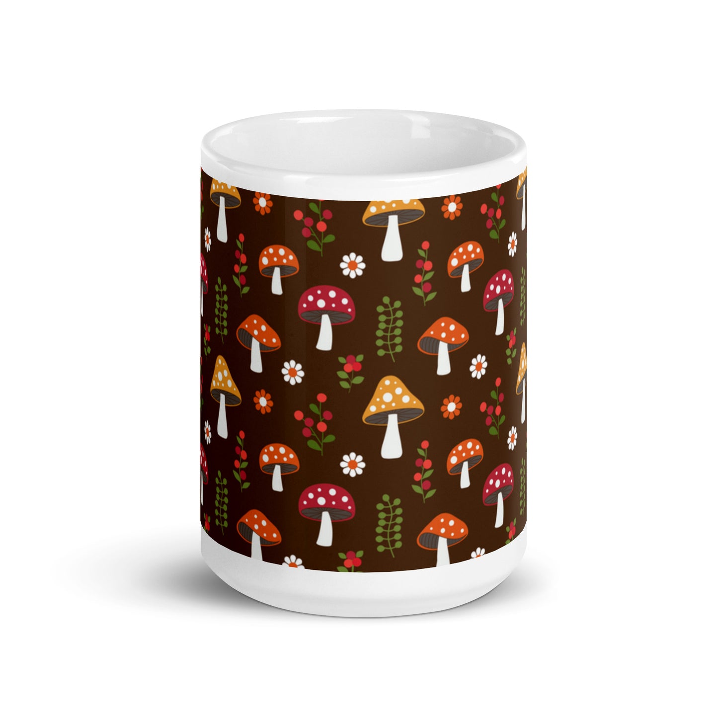 White Mug Cute Cottage Mushrooms twistedcaster