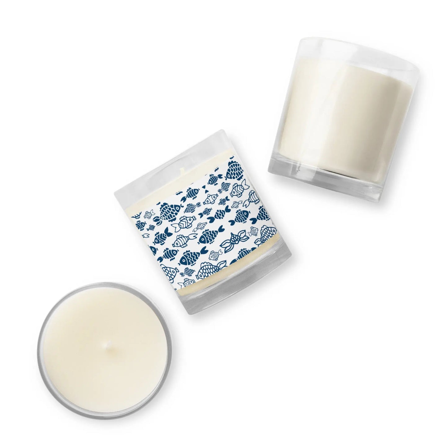 Blue Fish Glass Jar Soy Wax Candle | Unscented twistedcaster