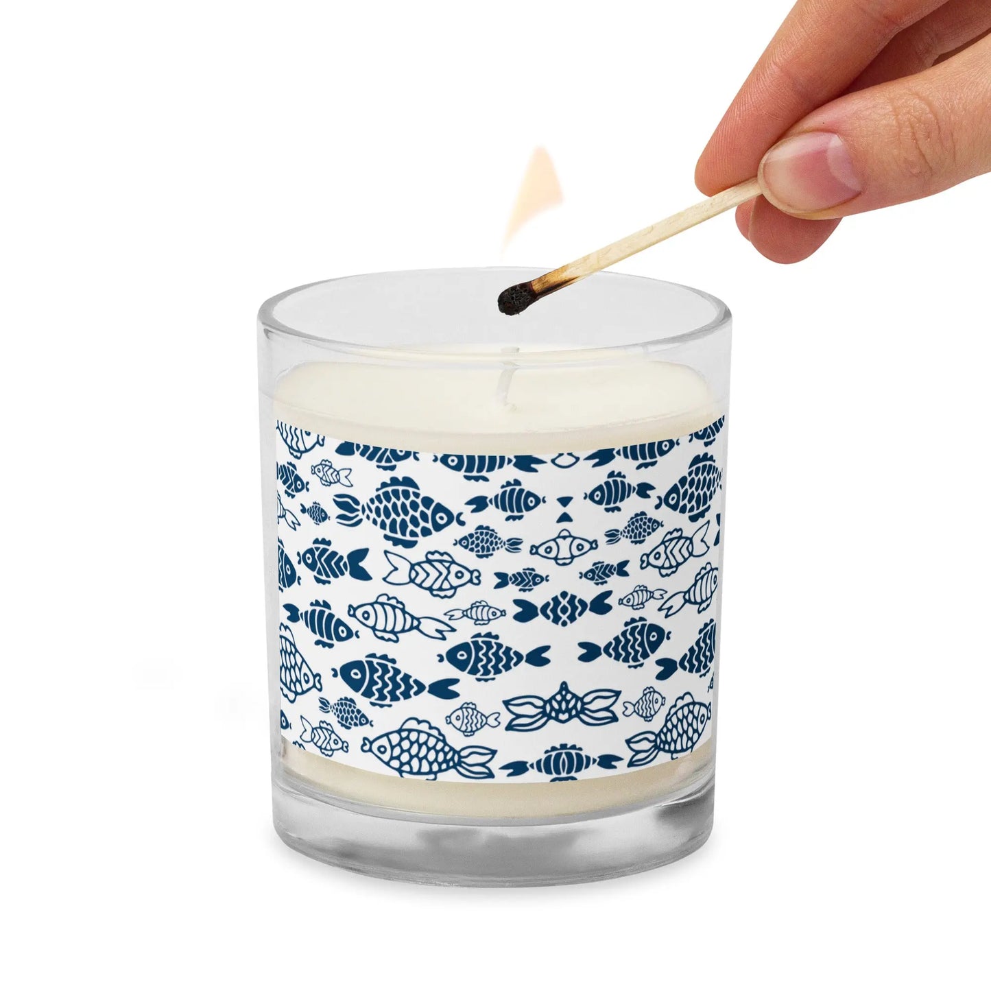 Blue Fish Glass Jar Soy Wax Candle | Unscented twistedcaster