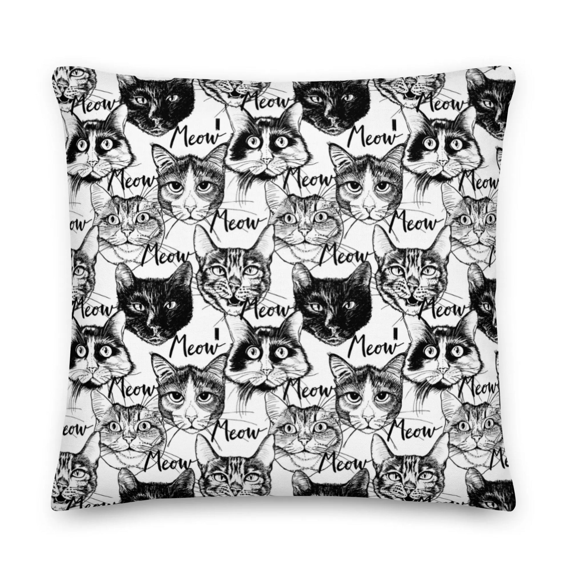 Meow Premium Throw Pillow | 18x18 | 22x22 | 20x12 twistedcaster