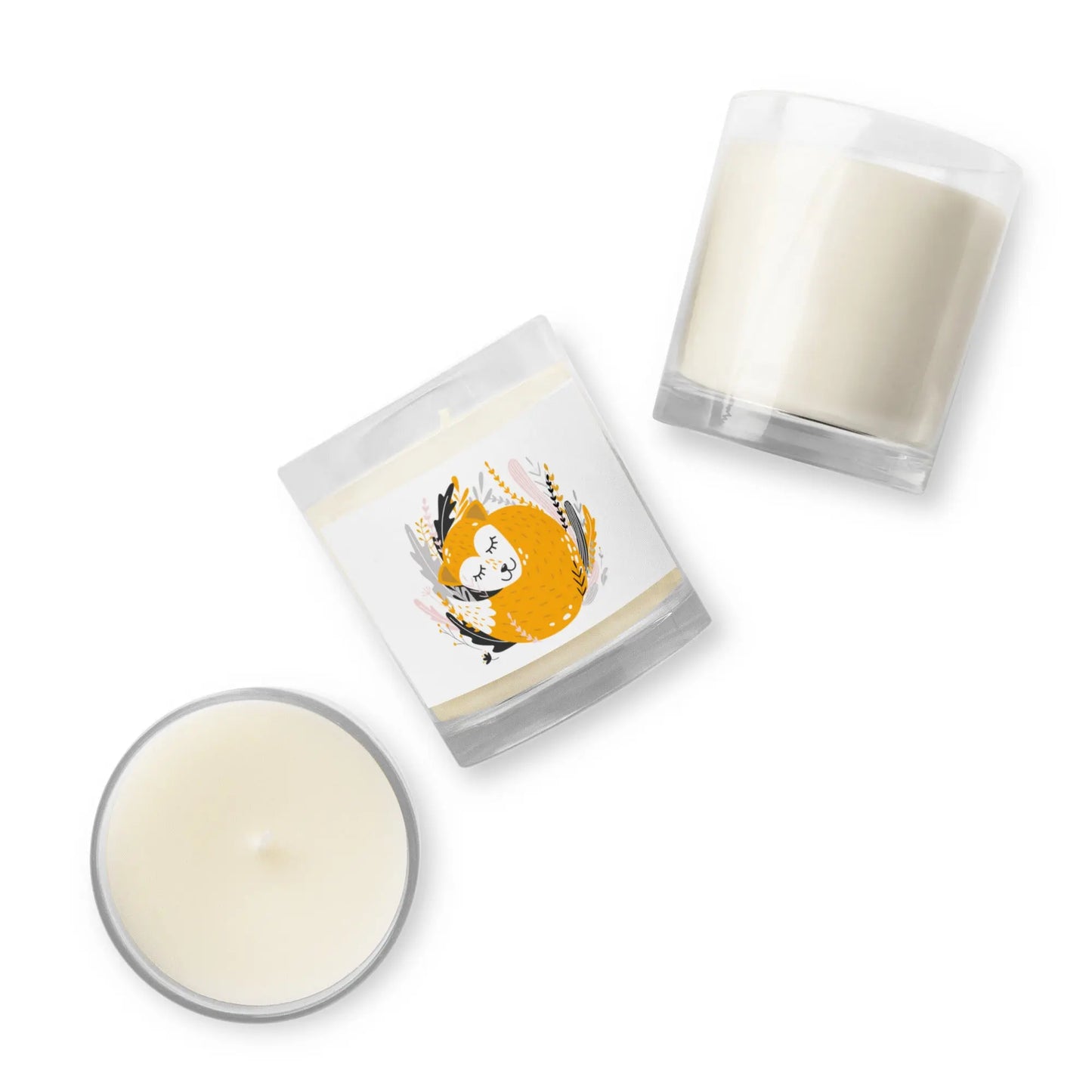 New Boho Sleeping Fox Forest Glass Jar Soy Wax Candle | Unscented twistedcaster