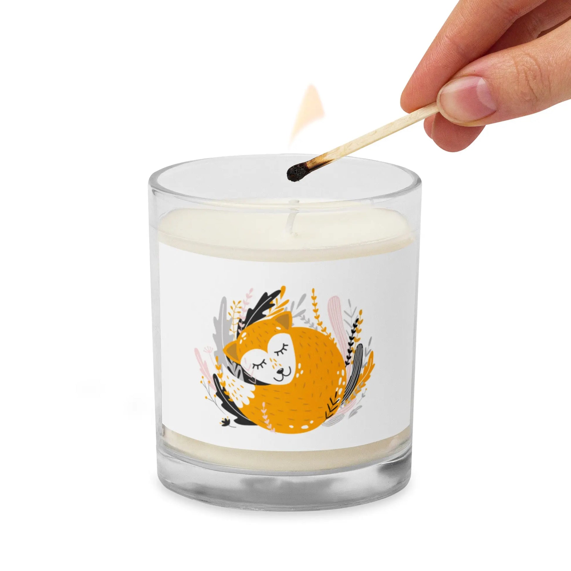 New Boho Sleeping Fox Forest Glass Jar Soy Wax Candle | Unscented twistedcaster