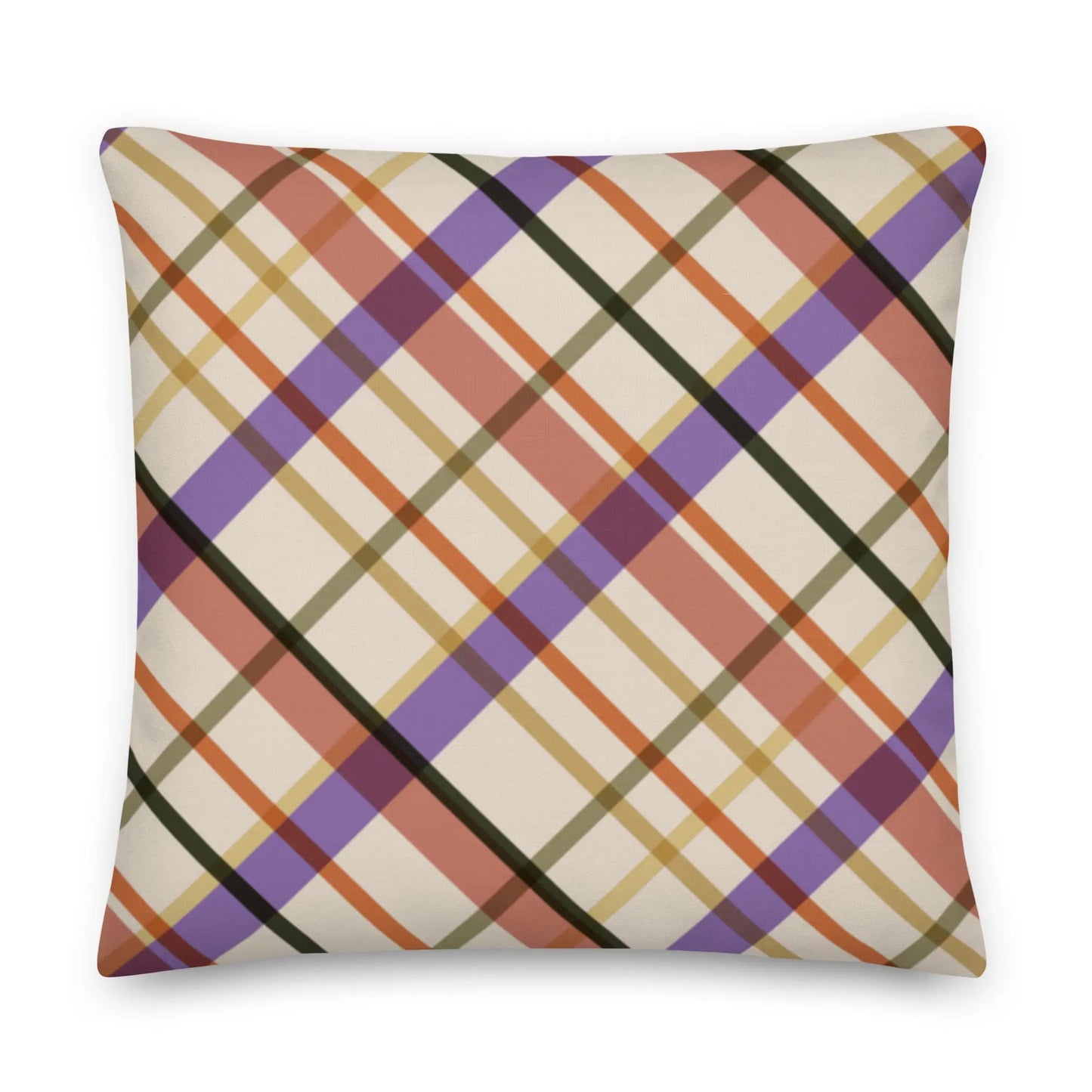 Sunset Plaid Premium Throw Pillow twistedcaster